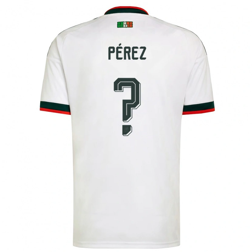 Danxen Women Mexico Santiago Pérez #0 White Burgundy Green Away Jersey 26-28 T-Shirt
