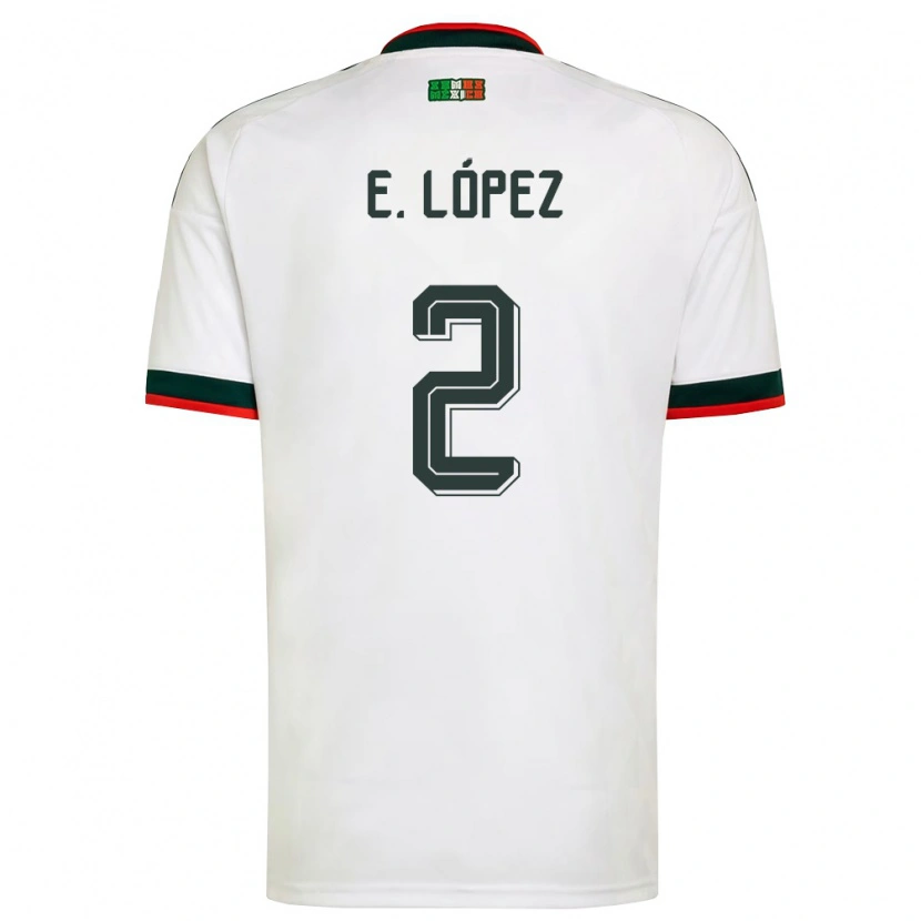 Danxen Women Mexico Everardo López #2 White Burgundy Green Away Jersey 26-28 T-Shirt
