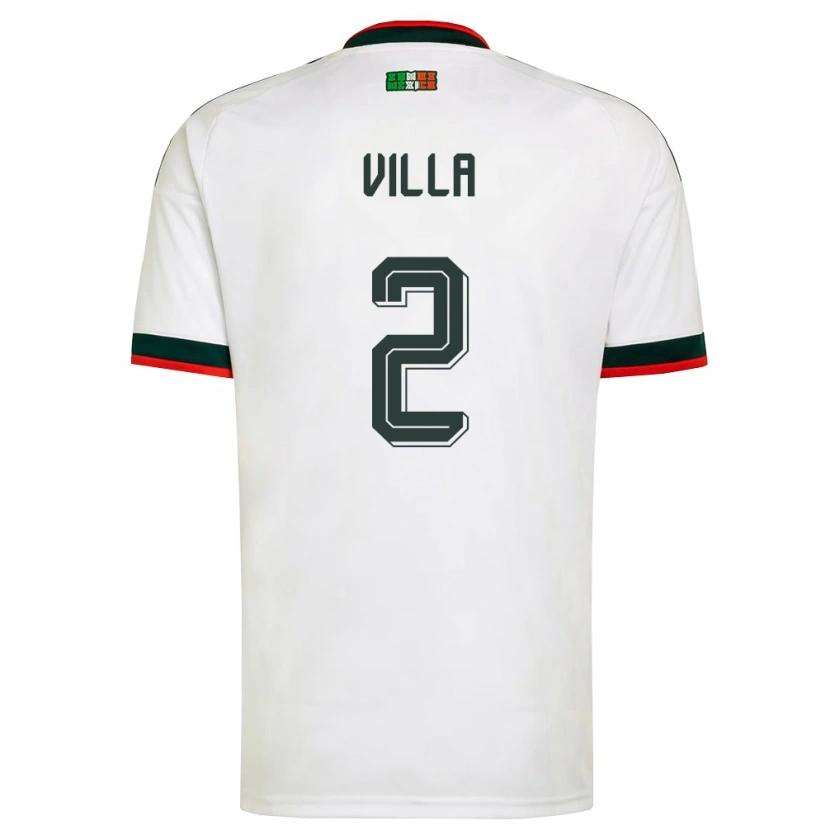 Danxen Women Mexico Adrián Villa #2 White Burgundy Green Away Jersey 26-28 T-Shirt