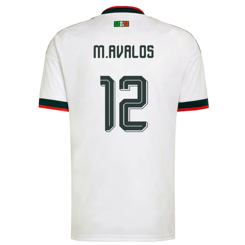 Danxen Women Mexico Marcelo Ávalos #12 White Burgundy Green Away Jersey 26-28 T-Shirt