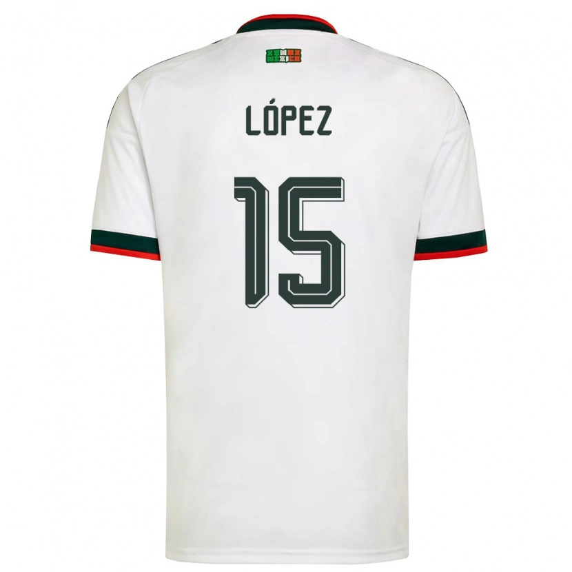 Danxen Women Mexico Everardo Lopez #15 White Burgundy Green Away Jersey 26-28 T-Shirt