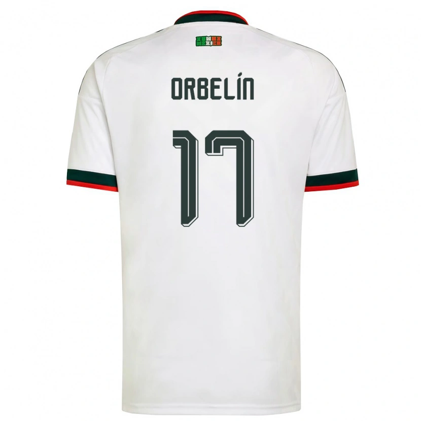 Danxen Women Mexico Orbelín Pineda #17 White Burgundy Green Away Jersey 26-28 T-Shirt