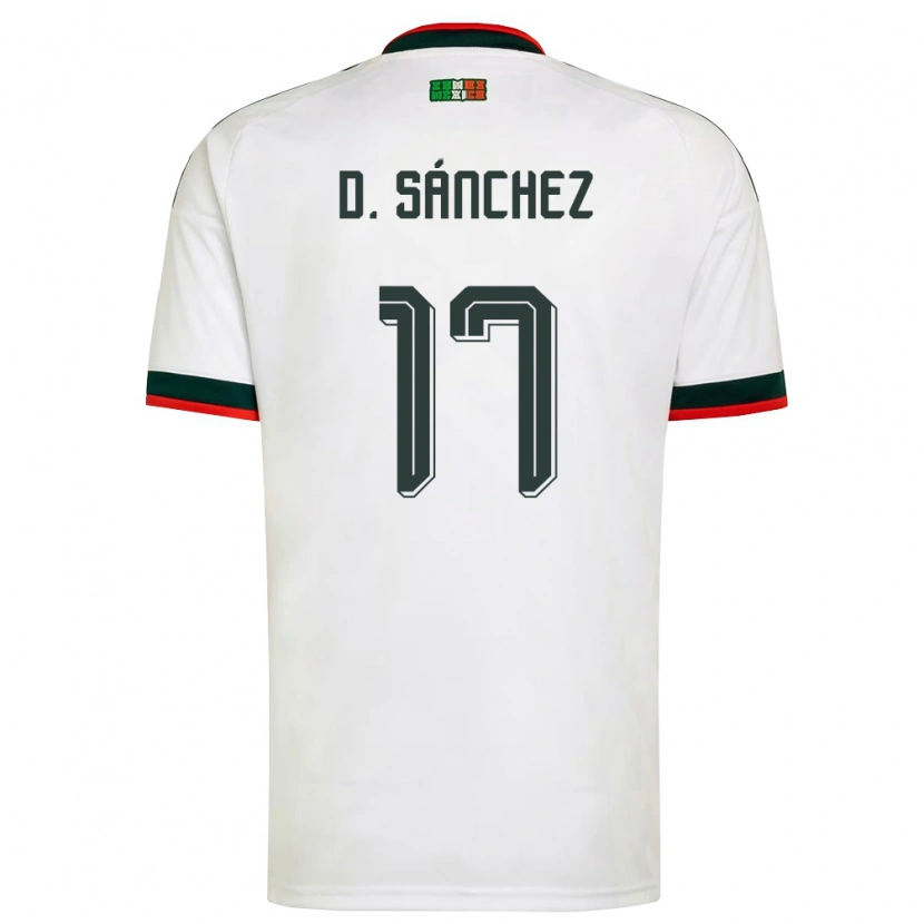 Danxen Women Mexico Diego Sánchez #17 White Burgundy Green Away Jersey 26-28 T-Shirt