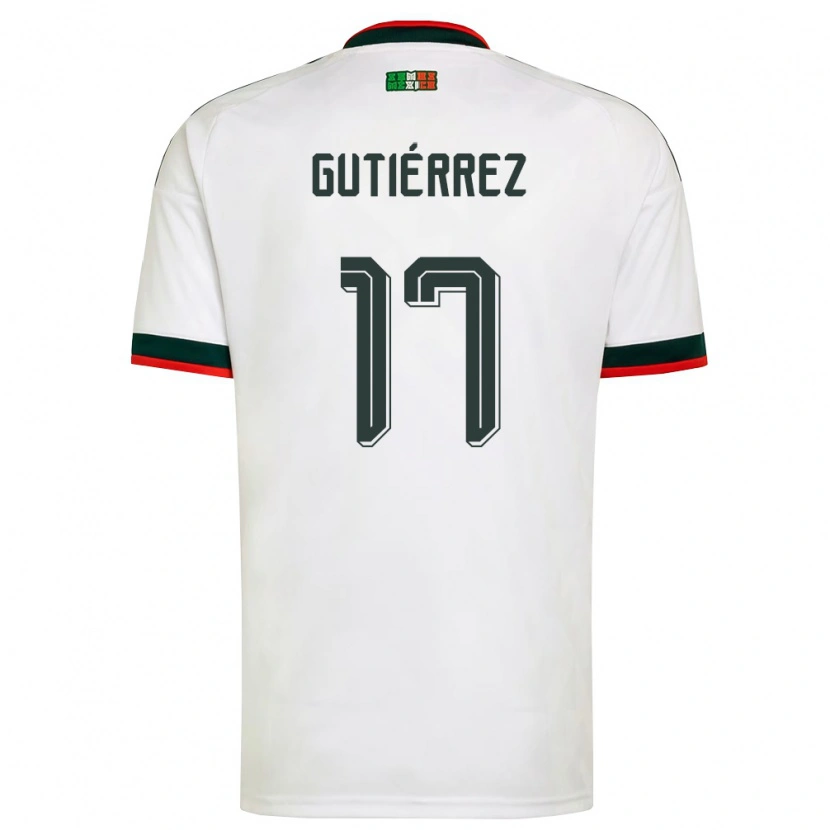 Danxen Women Mexico Gerson Gutiérrez #17 White Burgundy Green Away Jersey 26-28 T-Shirt