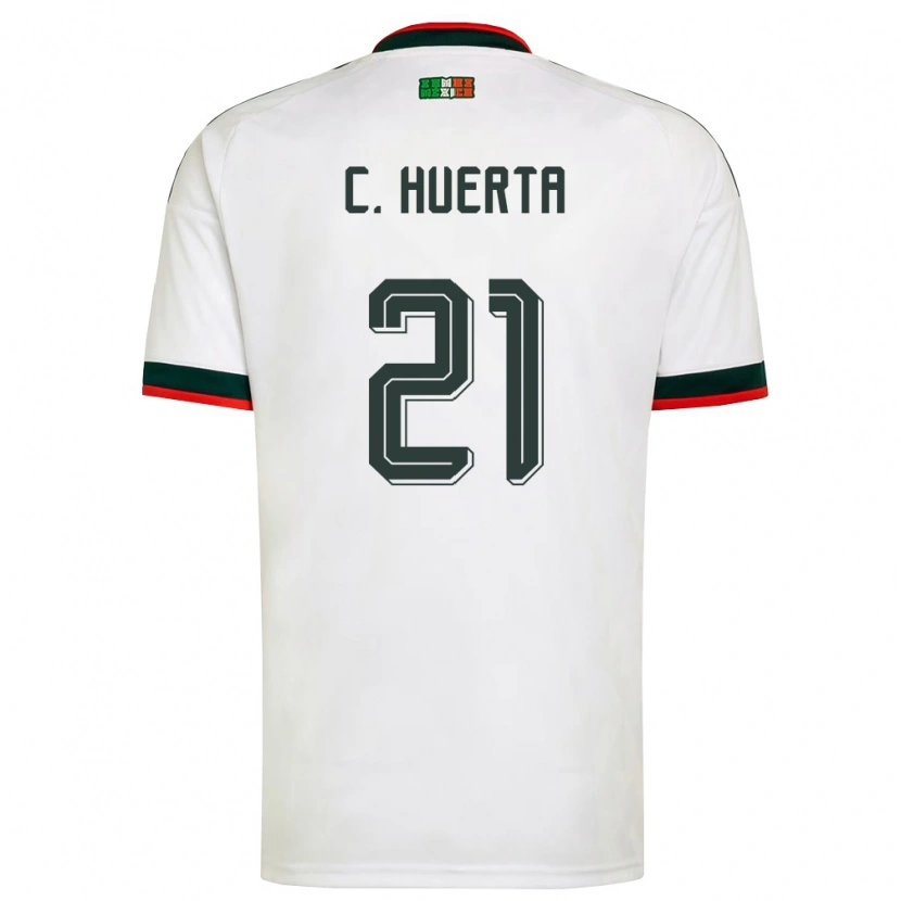 Danxen Women Mexico César Huerta #21 White Burgundy Green Away Jersey 26-28 T-Shirt
