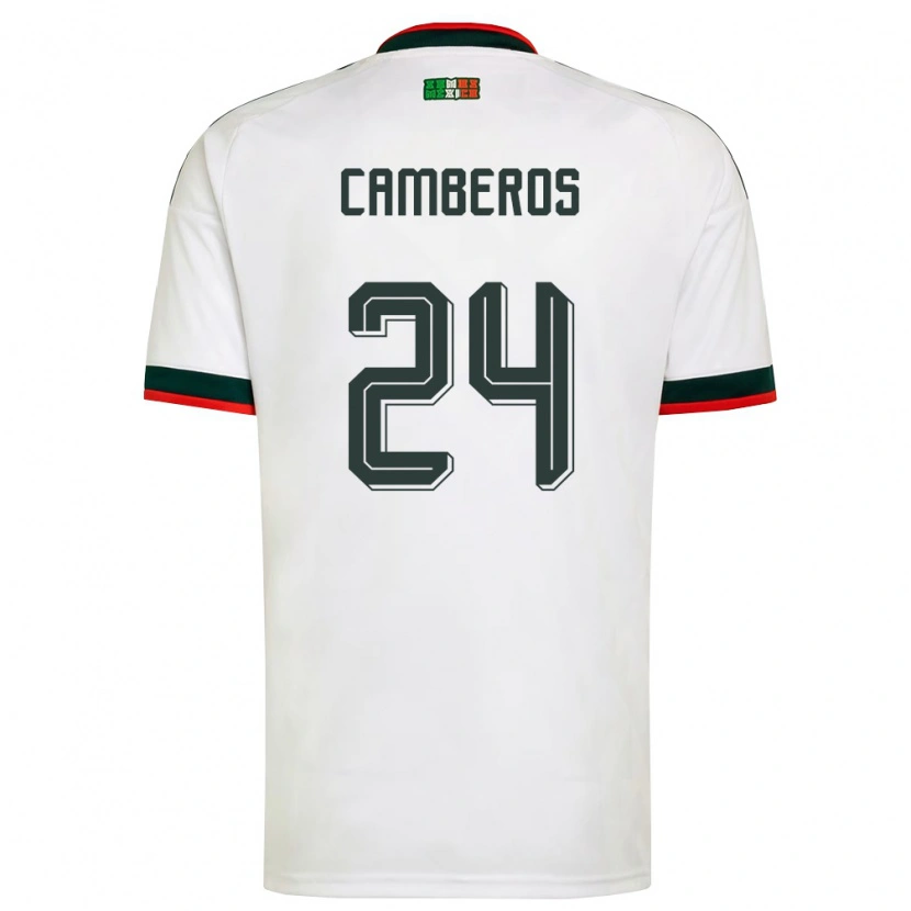 Danxen Women Mexico Scarlett Camberos #24 White Burgundy Green Away Jersey 26-28 T-Shirt