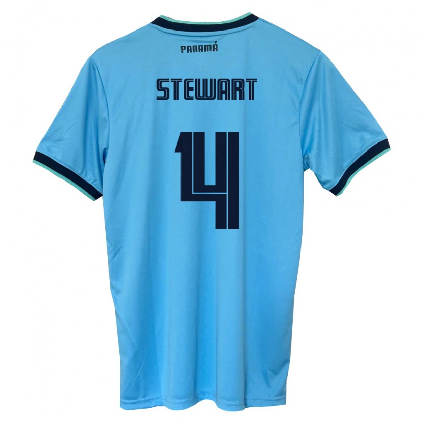 Danxen Women Panama Shayron Stewart #4 Sky Blue Black Away Jersey 26-28 T-Shirt