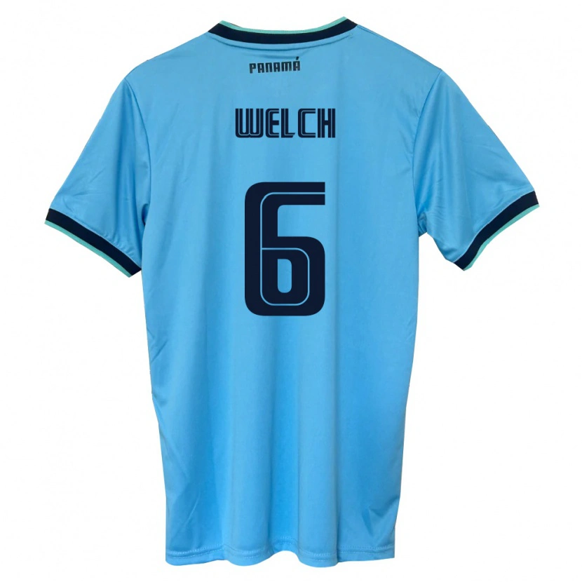 Danxen Women Panama Jovani Welch #6 Sky Blue Black Away Jersey 26-28 T-Shirt