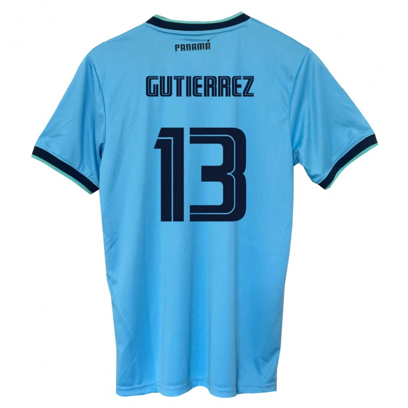 Danxen Women Panama Mickeylis Gutiérrez #13 Sky Blue Black Away Jersey 26-28 T-Shirt