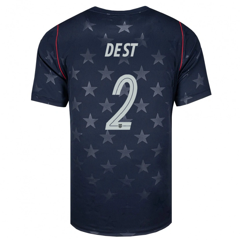 Danxen Women United States Sergiño Dest #2 Black White Red Away Jersey 26-28 T-Shirt