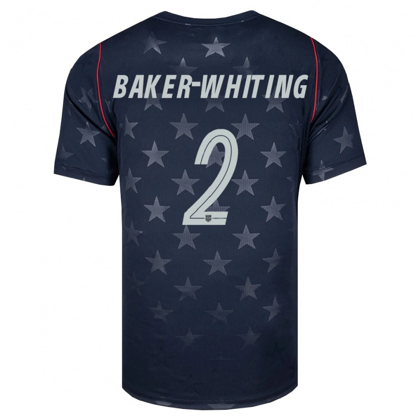 Danxen Women United States Reed Baker-Whiting #2 Black White Red Away Jersey 26-28 T-Shirt