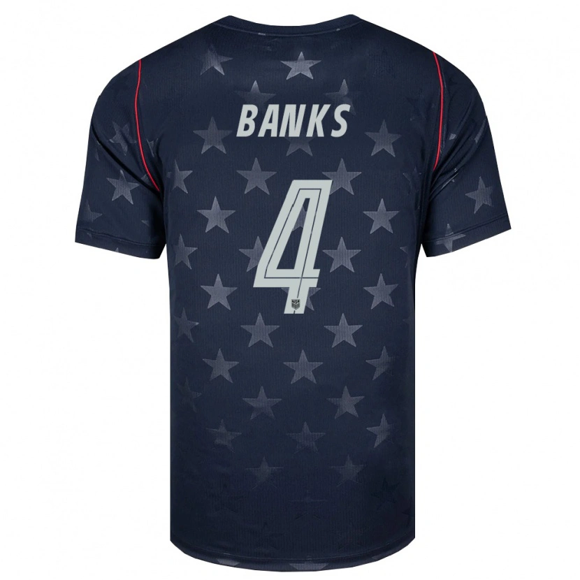Danxen Women United States Noahkai Banks #4 Black White Red Away Jersey 26-28 T-Shirt