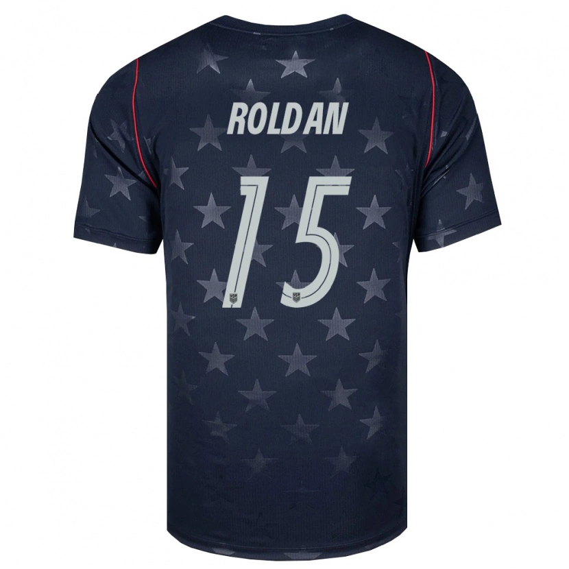 Danxen Women United States Cristian Roldán #15 Black White Red Away Jersey 26-28 T-Shirt