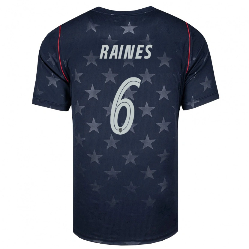 Danxen Women United States Brooklyn Raines #6 Black White Red Away Jersey 26-28 T-Shirt