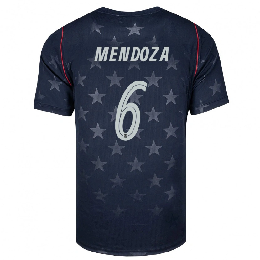 Danxen Women United States Edwyn Mendoza #6 Black White Red Away Jersey 26-28 T-Shirt