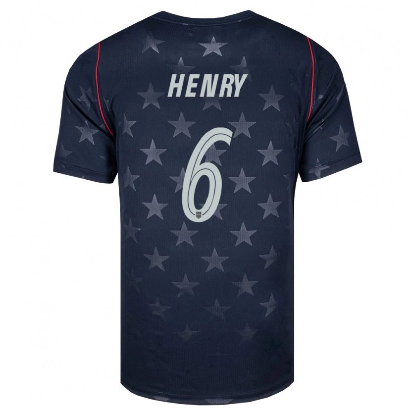 Danxen Women United States Kobi Henry #6 Black White Red Away Jersey 26-28 T-Shirt