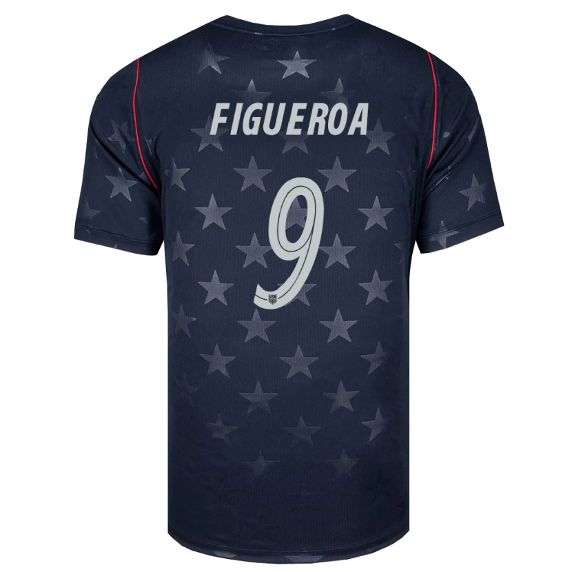 Danxen Women United States Keyrol Figueroa #9 Black White Red Away Jersey 26-28 T-Shirt