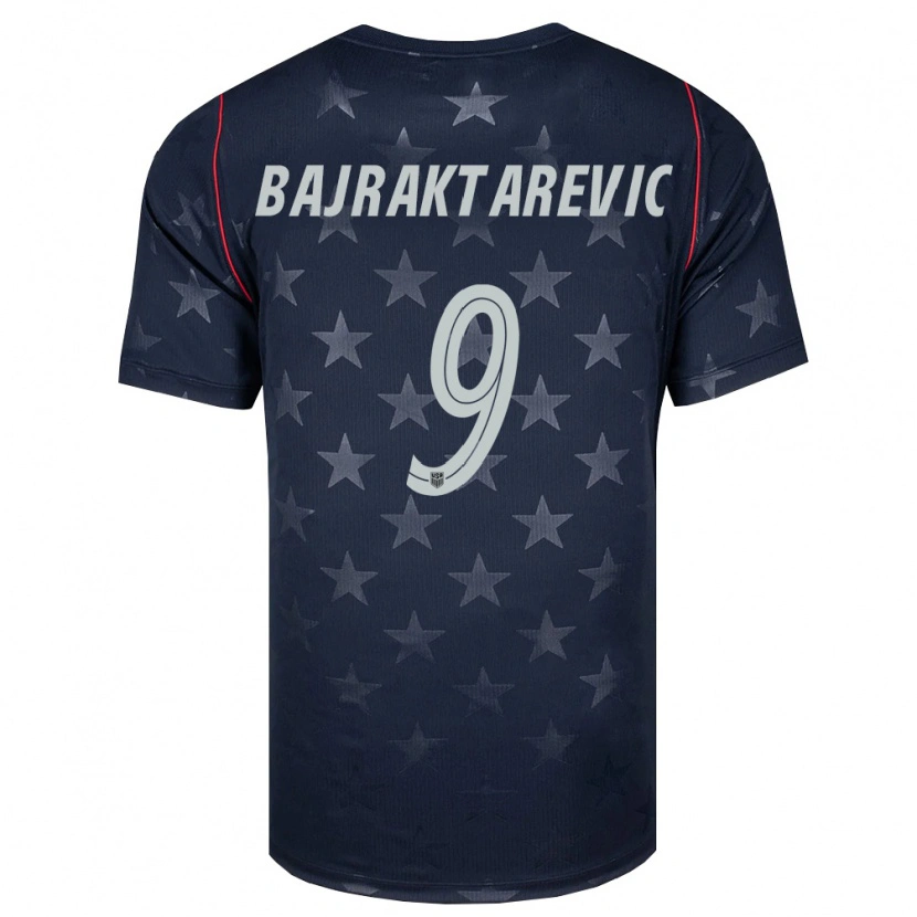 Danxen Women United States Esmir Bajraktarevic #9 Black White Red Away Jersey 26-28 T-Shirt