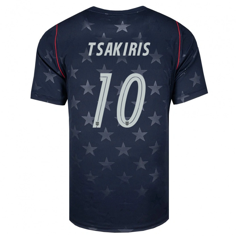 Danxen Women United States Niko Tsakiris #10 Black White Red Away Jersey 26-28 T-Shirt