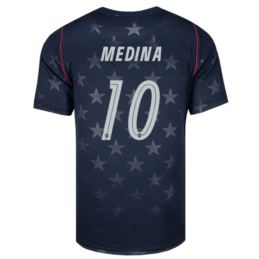 Danxen Women United States Cruz Medina #10 Black White Red Away Jersey 26-28 T-Shirt