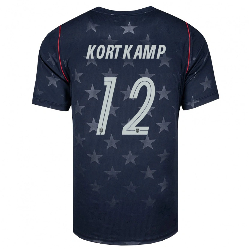 Danxen Women United States Jack Kortkamp #12 Black White Red Away Jersey 26-28 T-Shirt