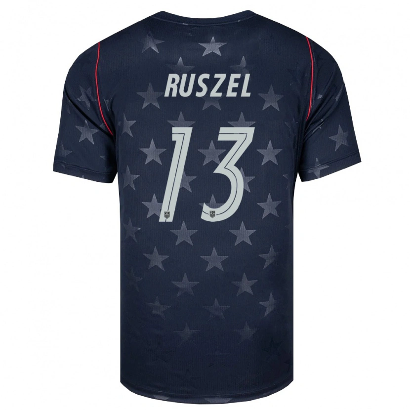 Danxen Women United States Marcel Ruszel #13 Black White Red Away Jersey 26-28 T-Shirt