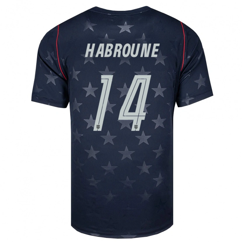 Danxen Women United States Taha Habroune #14 Black White Red Away Jersey 26-28 T-Shirt