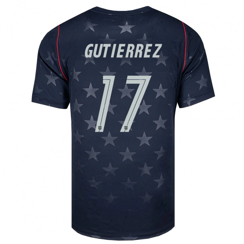 Danxen Women United States Brian Gutierrez #17 Black White Red Away Jersey 26-28 T-Shirt