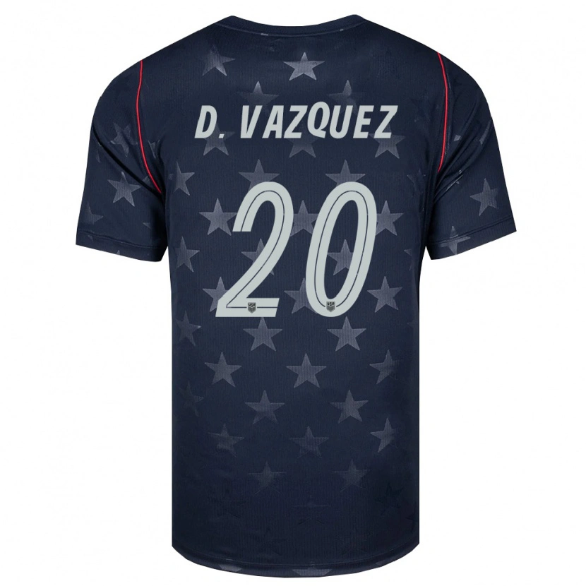 Danxen Women United States David Vazquez #20 Black White Red Away Jersey 26-28 T-Shirt