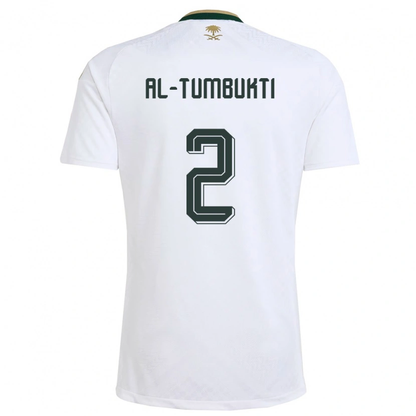 Danxen Women Saudi Arabia Saud Al-Tumbukti #2 White Green Gold Away Jersey 26-28 T-Shirt