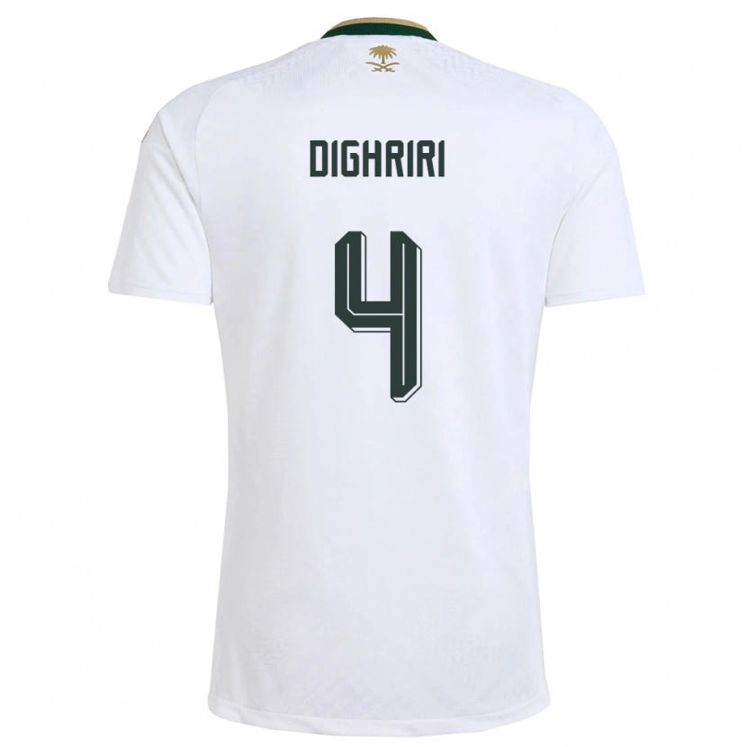 Danxen Women Saudi Arabia Khalid Dighriri #4 White Green Gold Away Jersey 26-28 T-Shirt