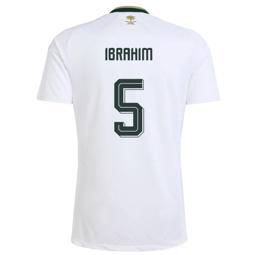 Danxen Women Saudi Arabia Khalid Ibrahim #5 White Green Gold Away Jersey 26-28 T-Shirt