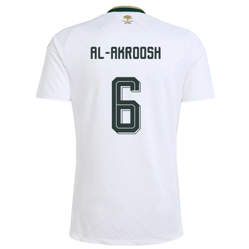 Danxen Women Saudi Arabia Hassan Al-Akroosh #6 White Green Gold Away Jersey 26-28 T-Shirt