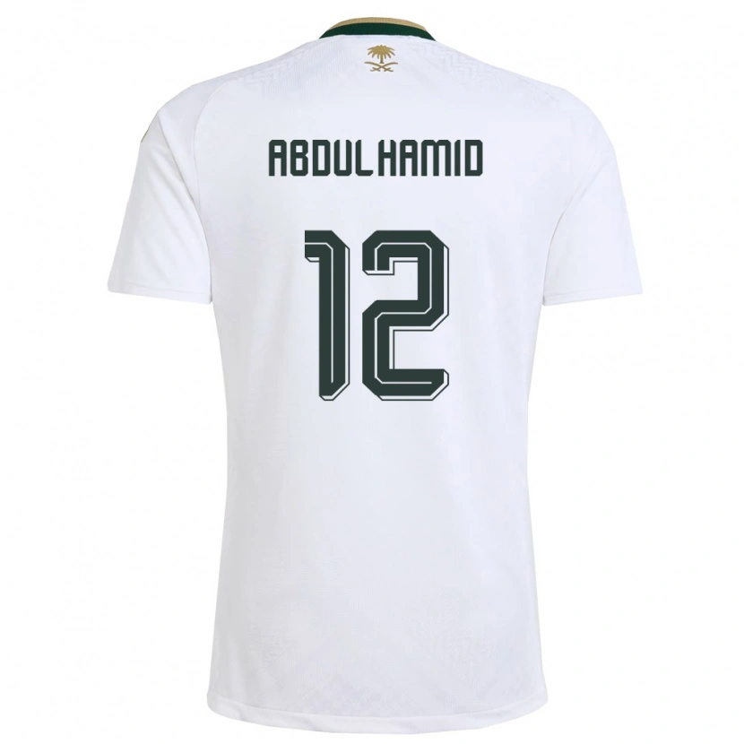 Danxen Women Saudi Arabia Saud Abdulhamid #12 White Green Gold Away Jersey 26-28 T-Shirt