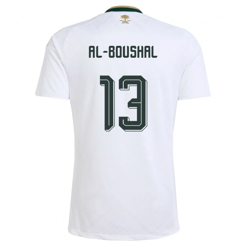 Danxen Women Saudi Arabia Nawaf Boushal #13 White Green Gold Away Jersey 26-28 T-Shirt