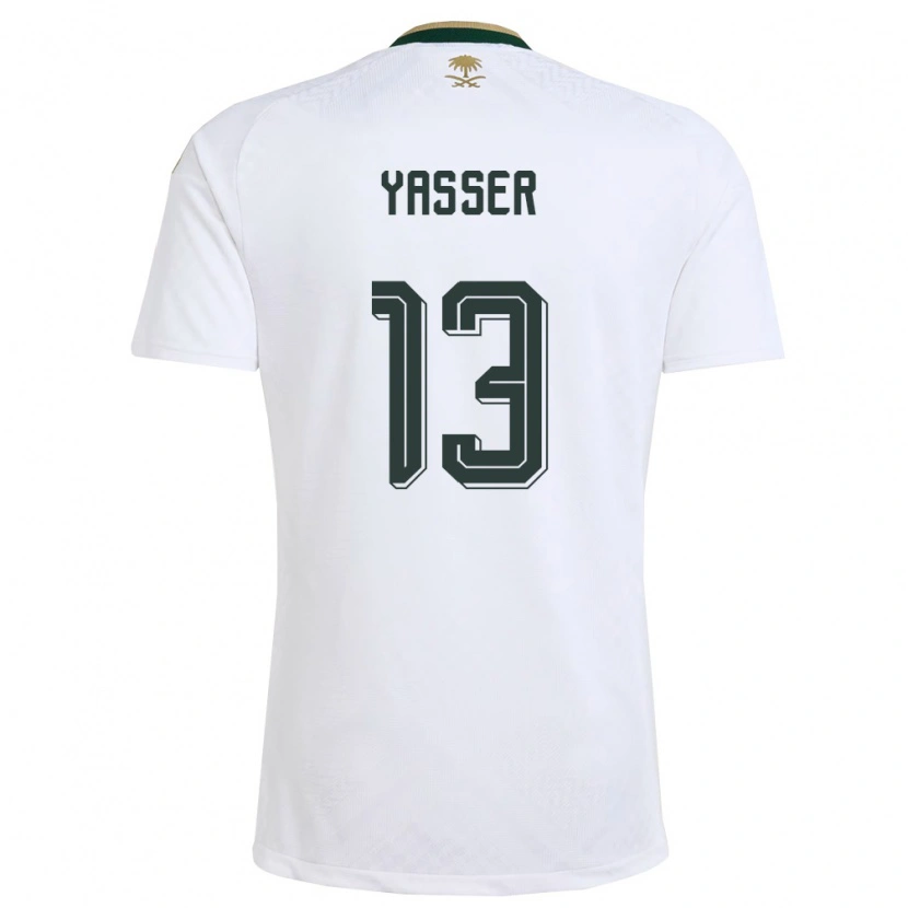 Danxen Women Saudi Arabia Yasser Al-Shahrani #13 White Green Gold Away Jersey 26-28 T-Shirt