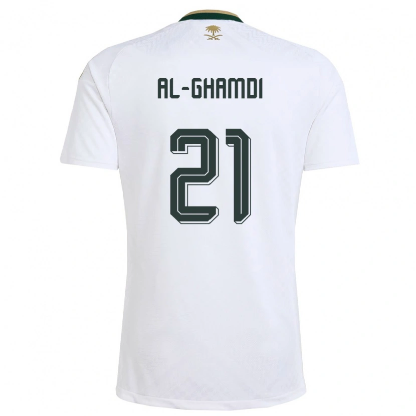 Danxen Women Saudi Arabia Abdulrahman Al-Ghamdi #21 White Green Gold Away Jersey 26-28 T-Shirt