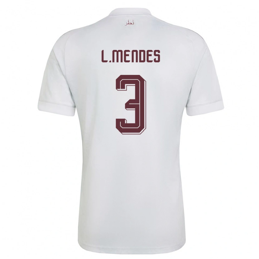 Danxen Women Qatar Lucas Mendes #3 White Burgundy Away Jersey 26-28 T-Shirt