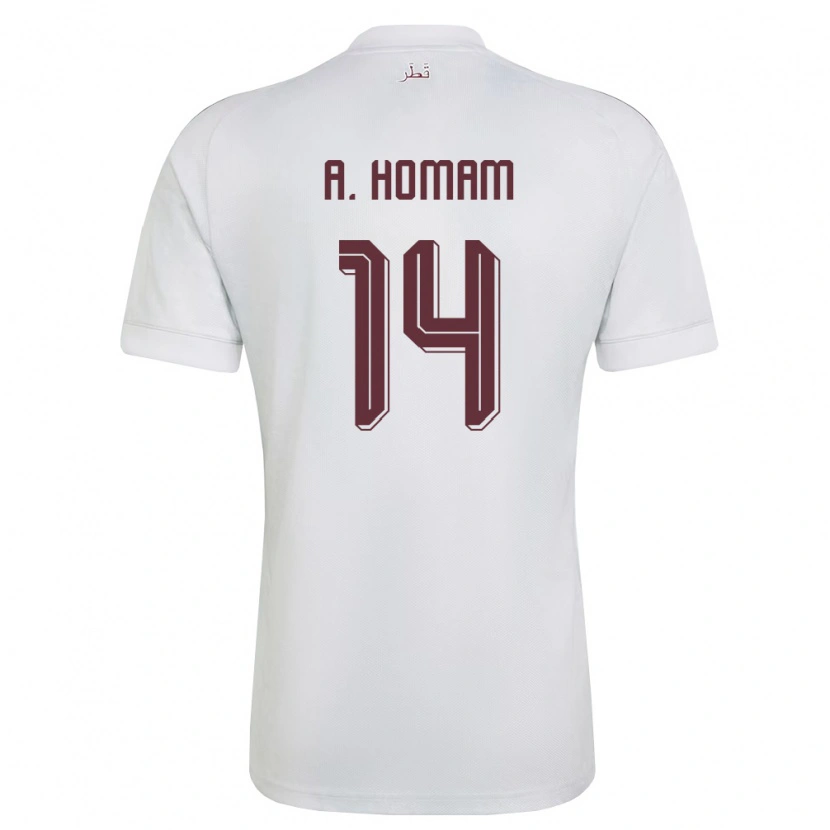 Danxen Women Qatar Homam Ahmed #14 White Burgundy Away Jersey 26-28 T-Shirt