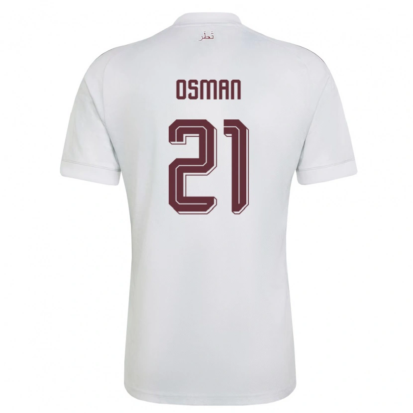 Danxen Women Qatar Abubaker Osman #21 White Burgundy Away Jersey 26-28 T-Shirt