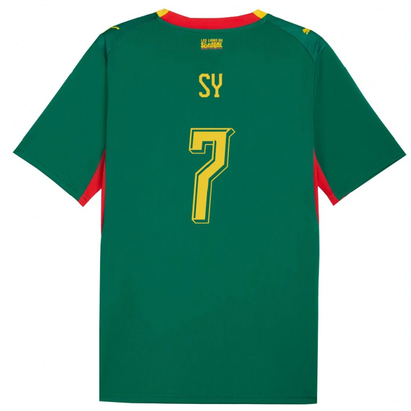 Danxen Women Senegal Mouhamed Sy #7 Green Yellow Red Away Jersey 26-28 T-Shirt