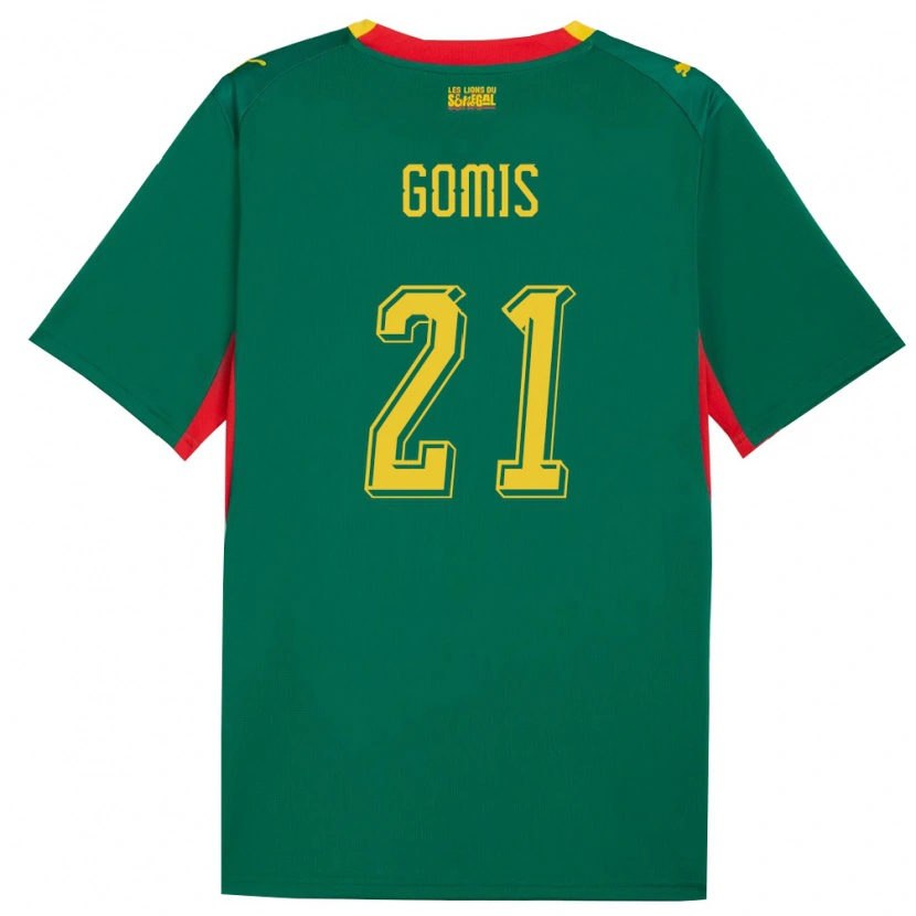 Danxen Women Senegal Norbert Gomis #21 Green Yellow Red Away Jersey 26-28 T-Shirt