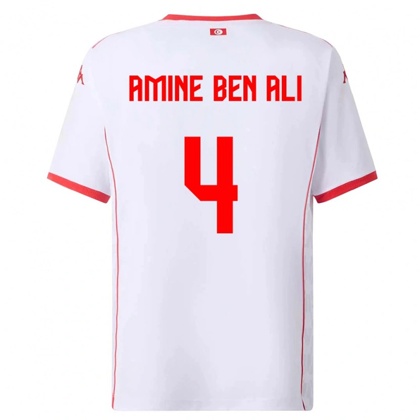 Danxen Women Tunisia Mohamed Amine Ben Ali #4 White Red Away Jersey 26-28 T-Shirt
