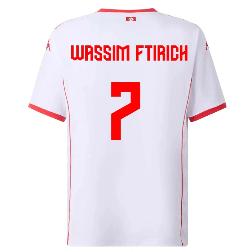 Danxen Women Tunisia Mohamed Wassim Ftirich #7 White Red Away Jersey 26-28 T-Shirt