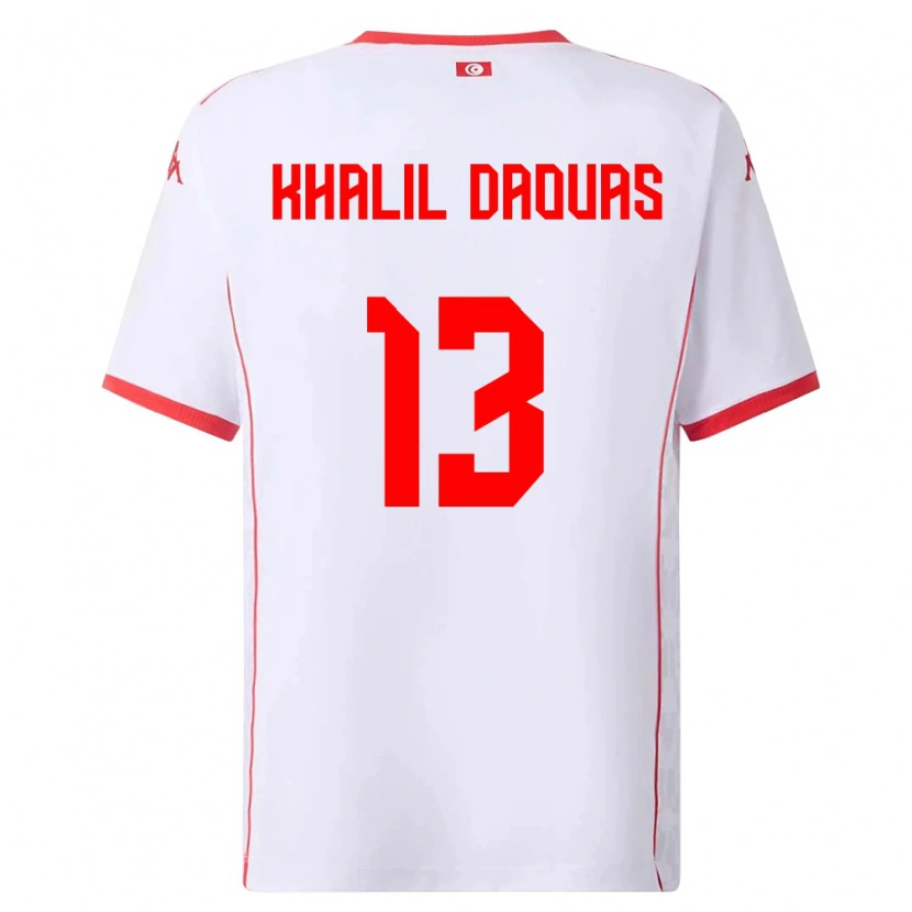 Danxen Women Tunisia Mohamed Khalil Daouas #13 White Red Away Jersey 26-28 T-Shirt