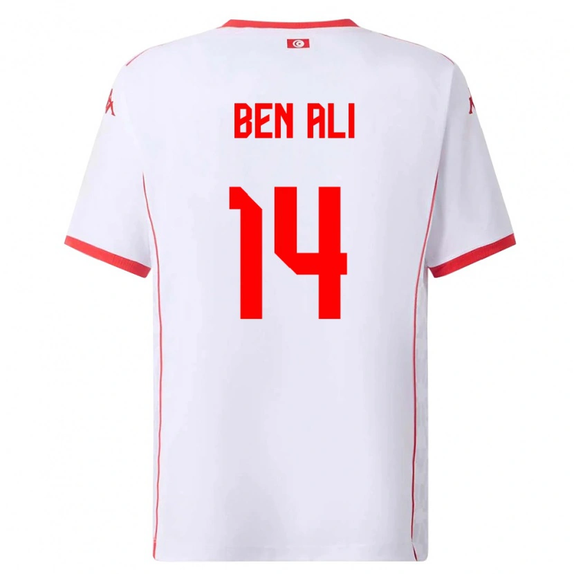 Danxen Women Tunisia Mohamed Ben Ali #14 White Red Away Jersey 26-28 T-Shirt