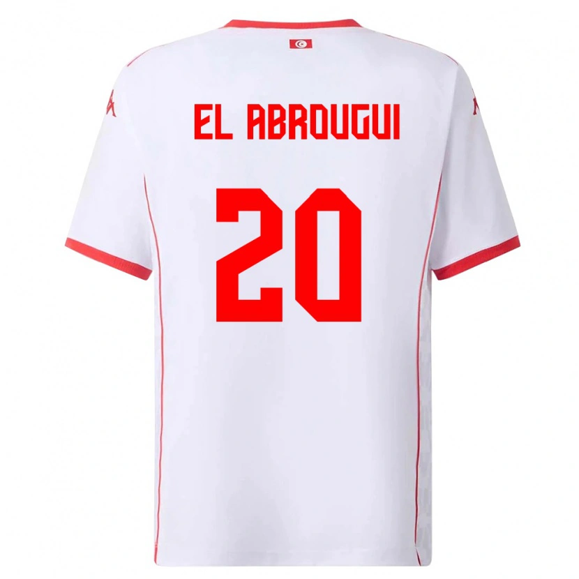 Danxen Women Tunisia Wassim El Abrougui #20 White Red Away Jersey 26-28 T-Shirt