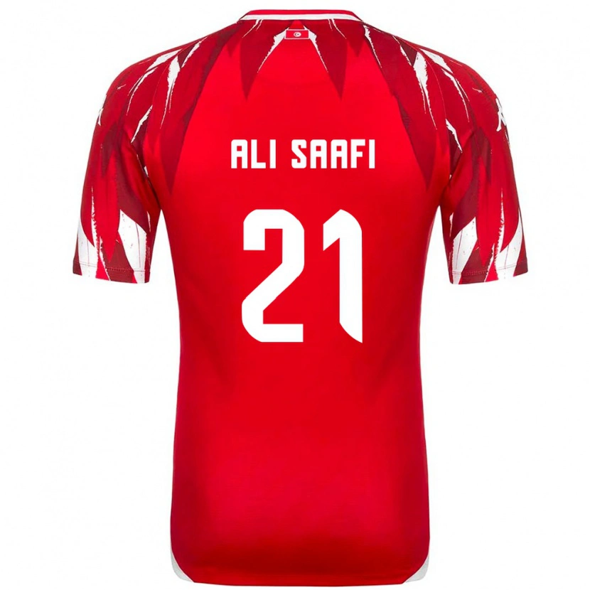 Danxen Women Tunisia Mohamed Ali Saafi #21 Red White Away Jersey 26-28 T-Shirt