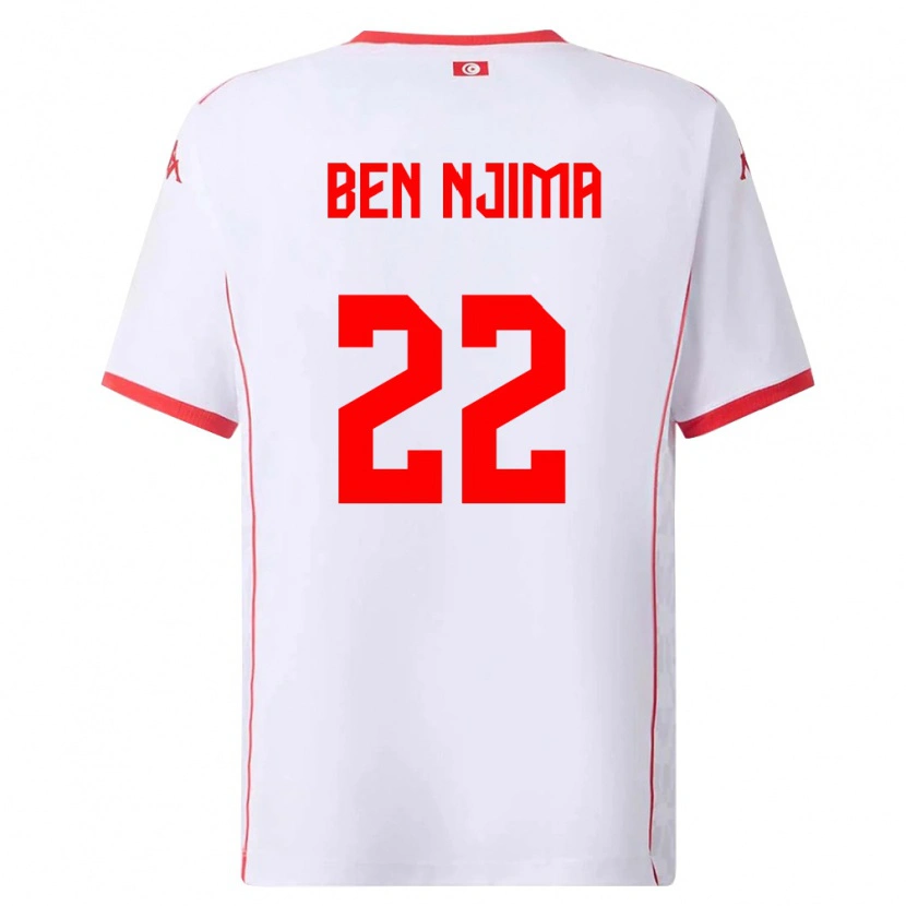 Danxen Women Tunisia Firas Ben Njima #22 White Red Away Jersey 26-28 T-Shirt