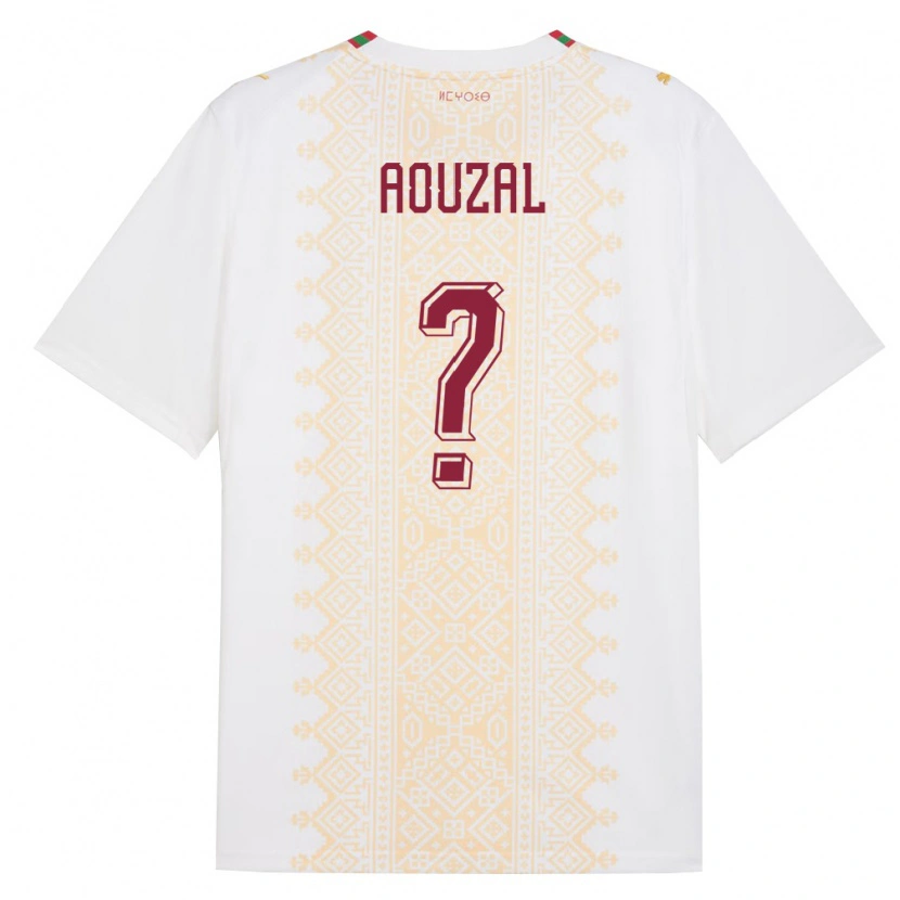 Danxen Women Morocco Ilyas Aouzal #0 White Gold Red Away Jersey 26-28 T-Shirt